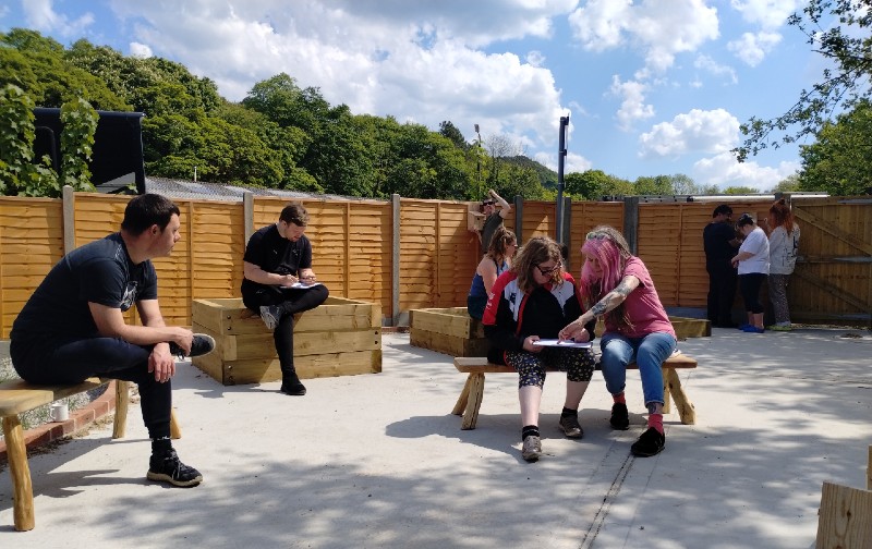People in the sensory garden