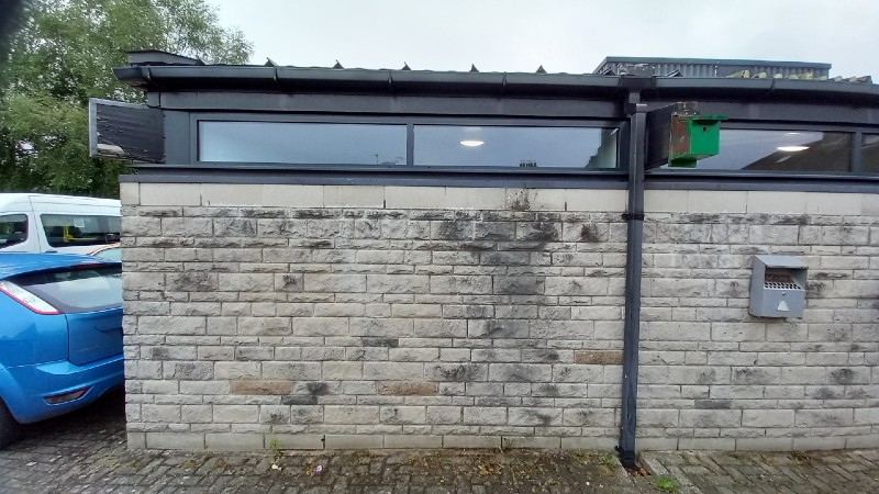 Exterior of building showing windows