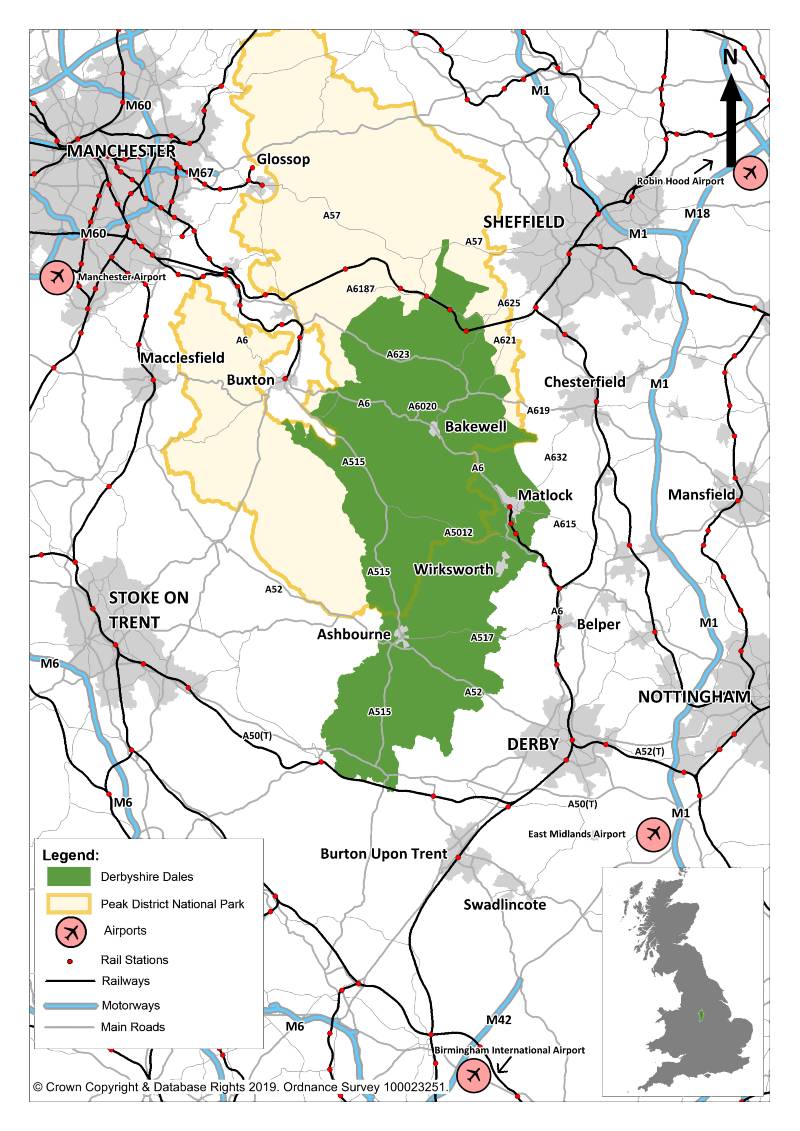 Map showing location of Derbyshire Dales