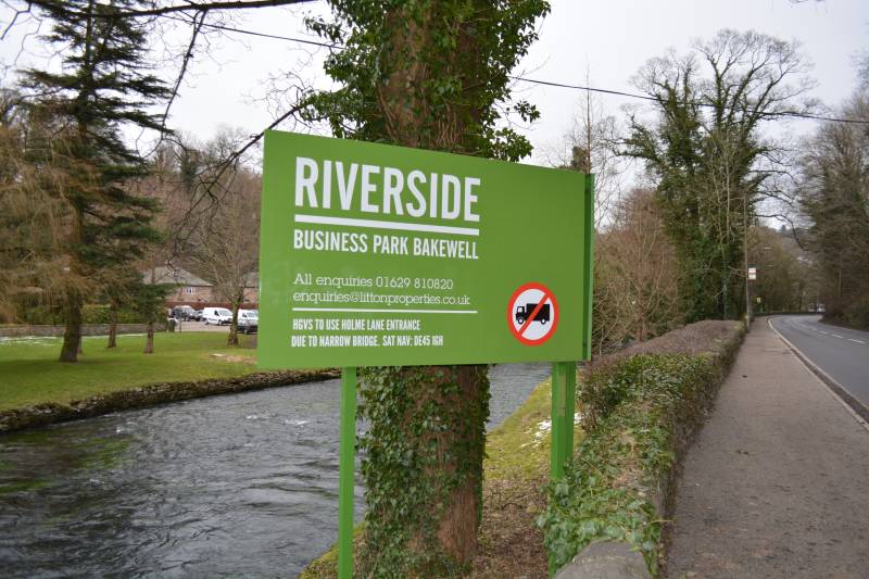 Sign at entrance to Riverside Business Park